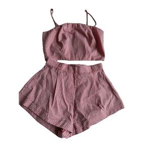 Miscreants Sadie Gingam Top and Shorts Set UK 12 M